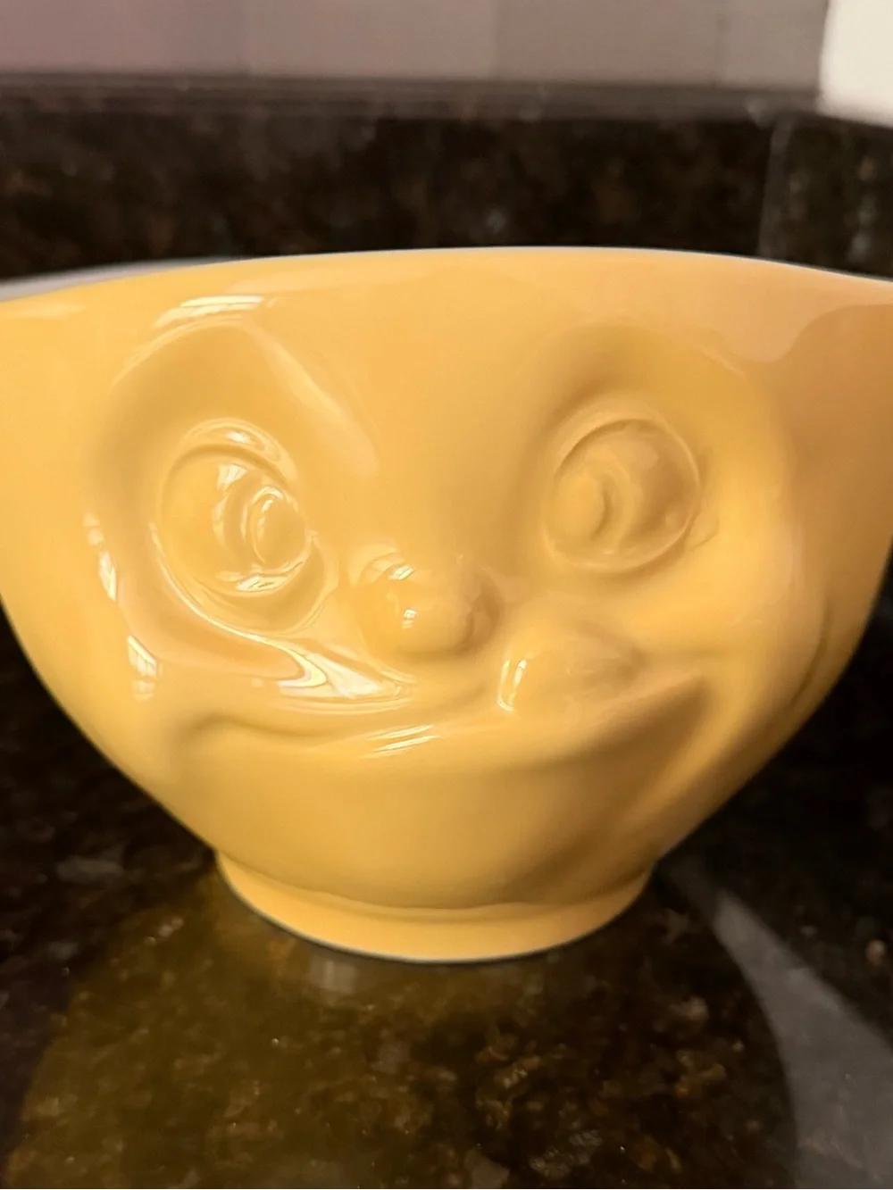 FIFTYEIGHT Tasty Bowl Smiling Face Porcelain Bowl | Rare Yellow Combo | 16 oz - Picture 2 of 4